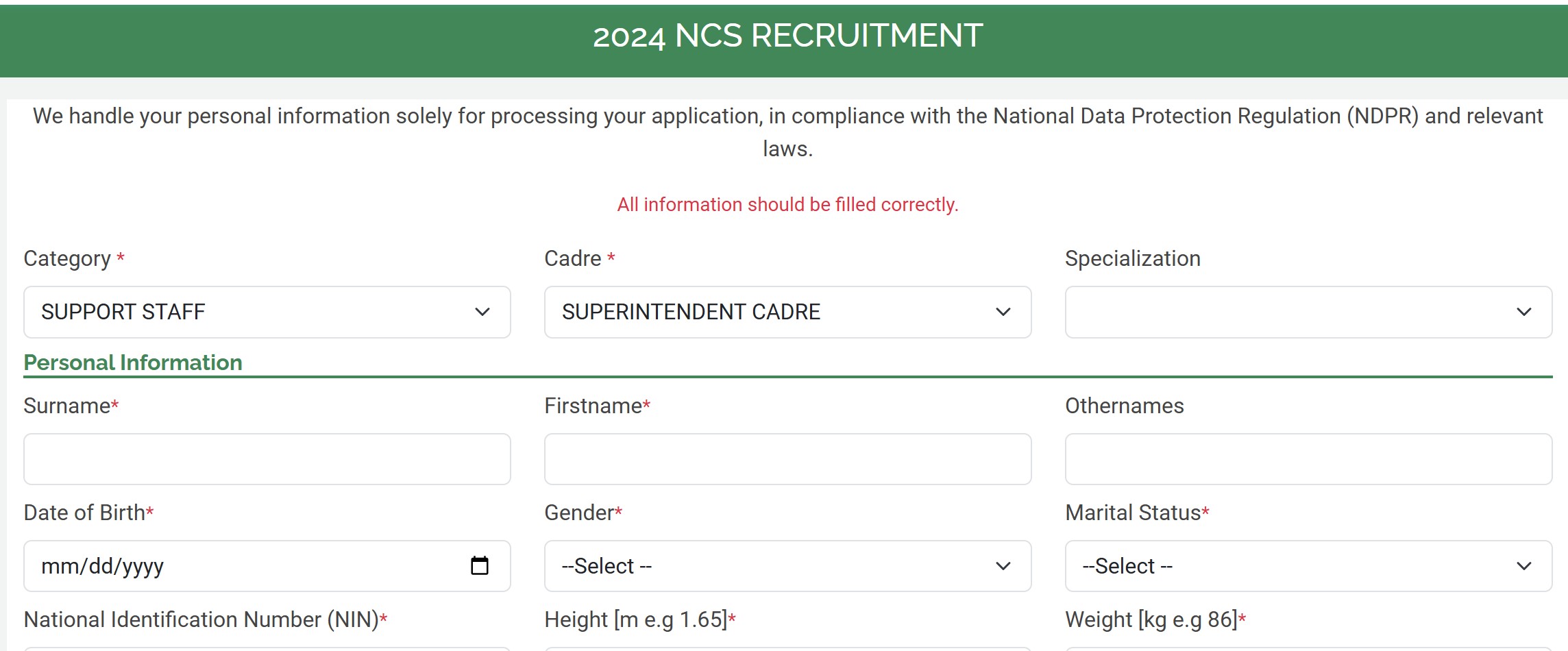 NCS recruitment